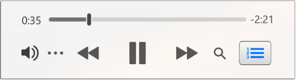 El minireproductor de l’iTunes més petit, amb el qual només es poden veure els controls (i no la il·lustració de l’àlbum).