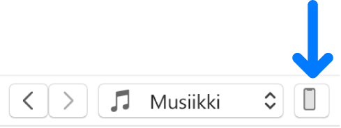 Laite-painike valittuna iTunes-ikkunan yläreunassa.