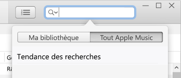 Le champ de recherche Apple Music.