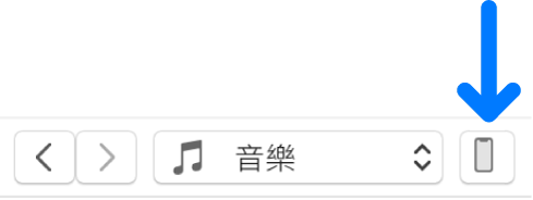 已選取 iTunes 視窗上方附近的「裝置」按鈕。