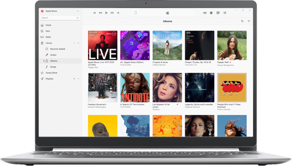 La finestra de l’Apple Music amb una biblioteca d’àlbums.