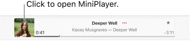 Select the album art on the left of the playback window to open MiniPlayer.