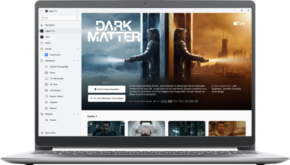 Das Fenster der Apple TV App zeigt „Apple TV+“.