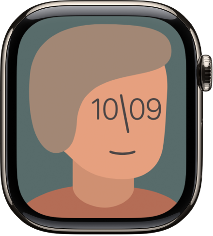 The Artist watch face, which displays the time. Tap the watch face to change the design.