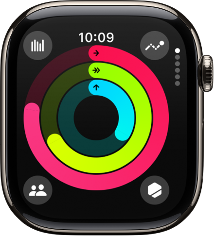 The Activity screen, showing the Move, Exercise, and Stand rings.