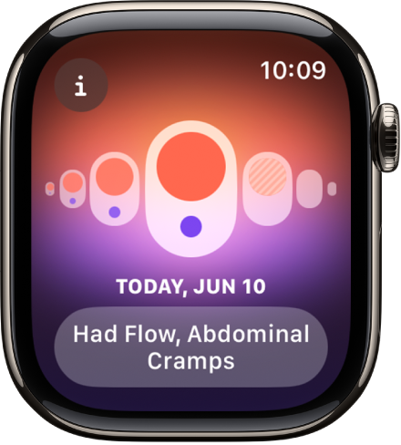 El Apple Watch mostrando la pantalla de Control del Ciclo.