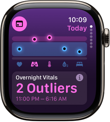 Una pantalla de la app Constantes Vitales que muestra las métricas de salud nocturnas.