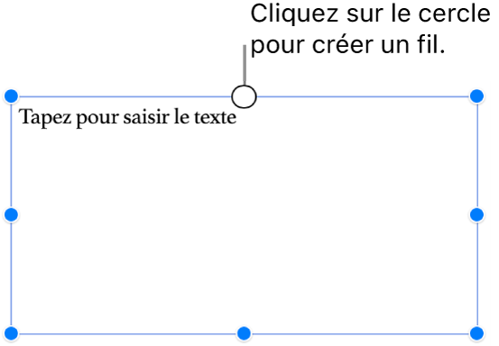 Une zone de texte vide surmontée d’un cercle blanc.