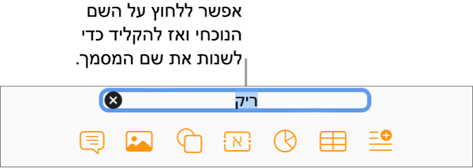 שם המסמך, ״ריק״, נבחר בחלק העליון של המסמך פתוח.