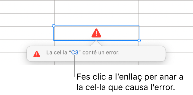 Un enllaç d’error de cel·la.