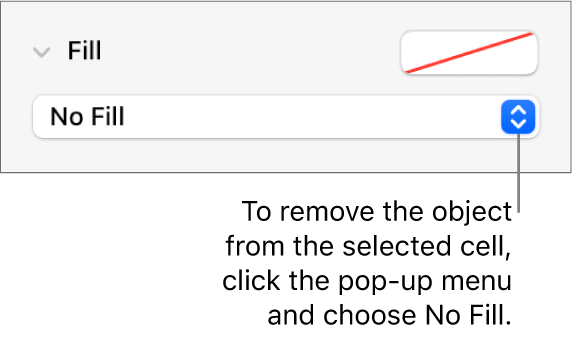 The control for removing an object from the selected cell.