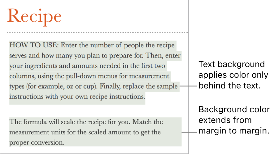 One paragraph with color behind only the text and a second paragraph with color behind it that extends from margin to margin in a block.