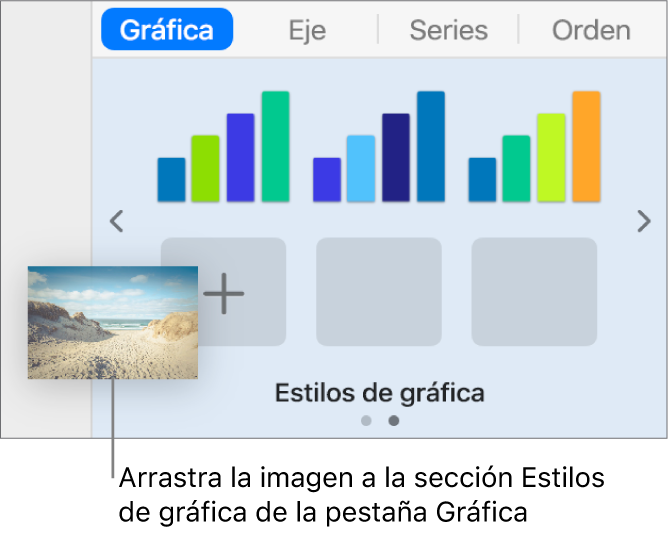 Se arrastra una imagen hasta los estilos de gráfica para crear un nuevo estilo.