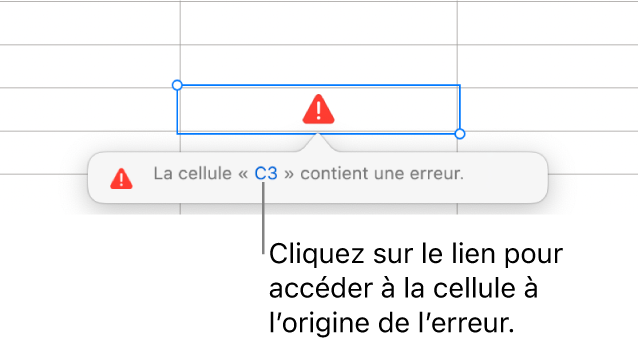 Lien d’erreur de cellule.