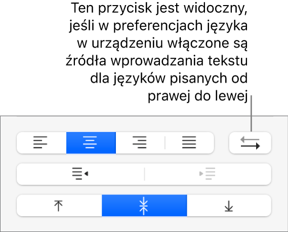 Przycisk Kierunek akapitu, znajdujący się w sekcji Wyrównanie na pasku bocznym Format.