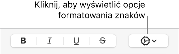 Przycisk Opcje zaawansowane obok przycisków Pogrubienie, Kursywa i Podkreślenie.