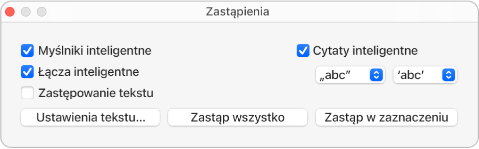 Okno zastąpień.