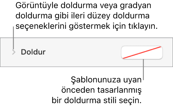 Doldurma rengi seçme denetimleri.