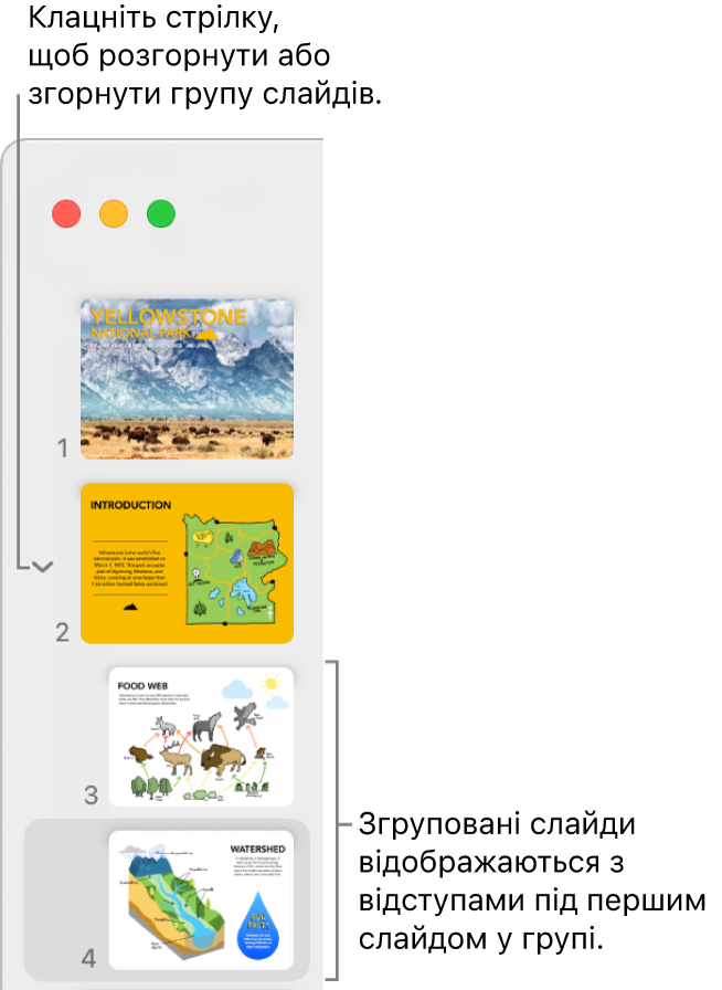 Навігатор слайдів зі слайдами з відступом.