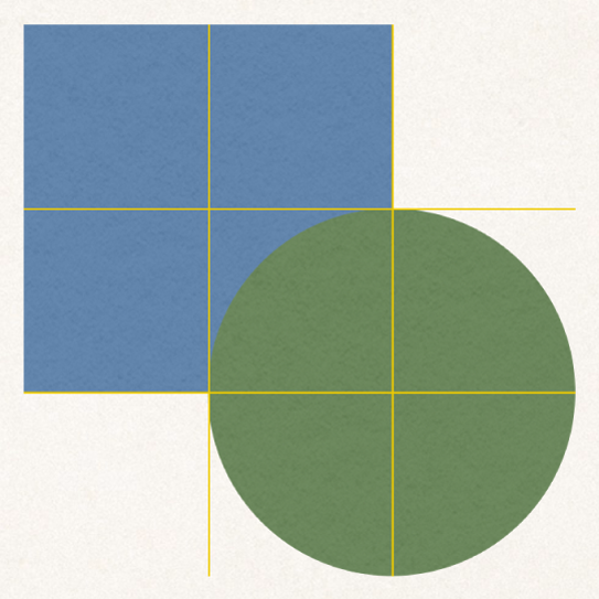 Alignment guidelines over two objects.