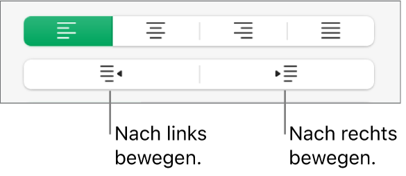 Optionen für die Absatzausrichtung