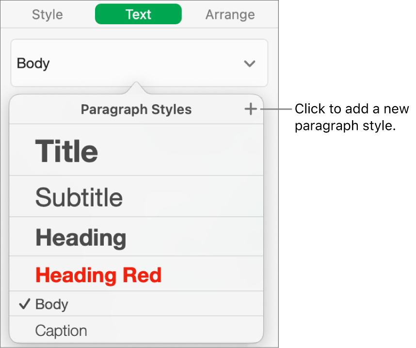 The dialog for creating a new paragraph style.