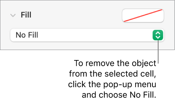 The control for removing an object from the selected cell.