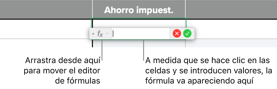 El editor de fórmulas.