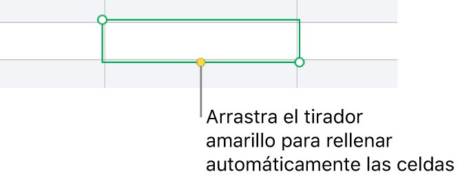 Una celda seleccionada con un tirador amarillo que puedes arrastrar para autorrellenar celdas.