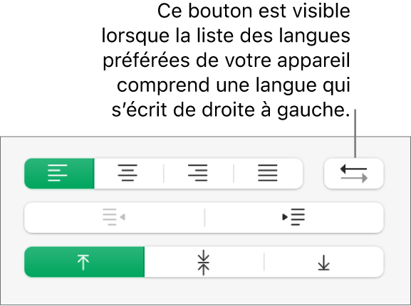 Le bouton Direction du paragraphe dans la section Alignement de la barre latérale Format.