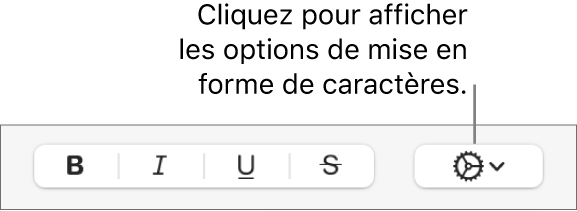 Le bouton « Options avancées » situé à côté des boutons Gras, Italique, Souligné et Barré.