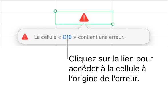 Lien d’erreur de cellule.