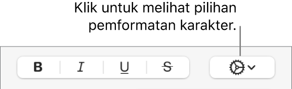 Tombol Pilihan Teks Lainnya di samping tombol Cetak Tebal, Miring, Garis Bawah, dan coret.