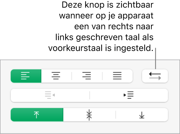 De knop voor de alinearichting in het gedeelte 'Uitlijning' van de navigatiekolom 'Opmaak'.