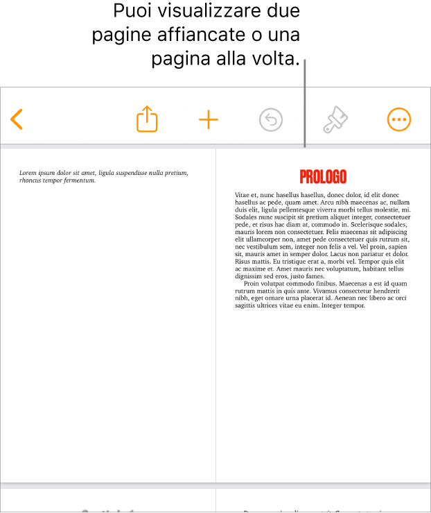 Un documento con le pagine visualizzate come due pagine affiancate.