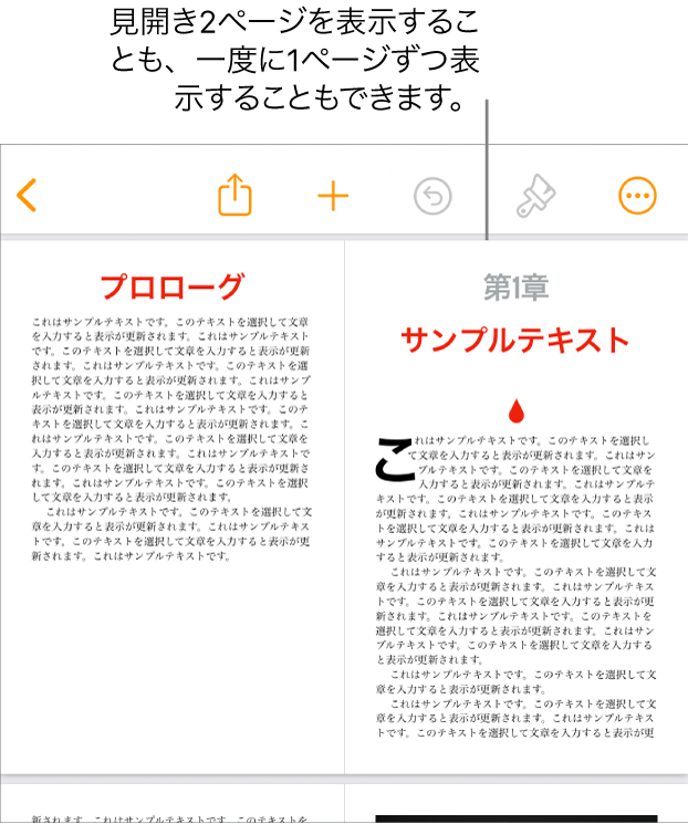 ページが見開き2ページとして表示されている書類。