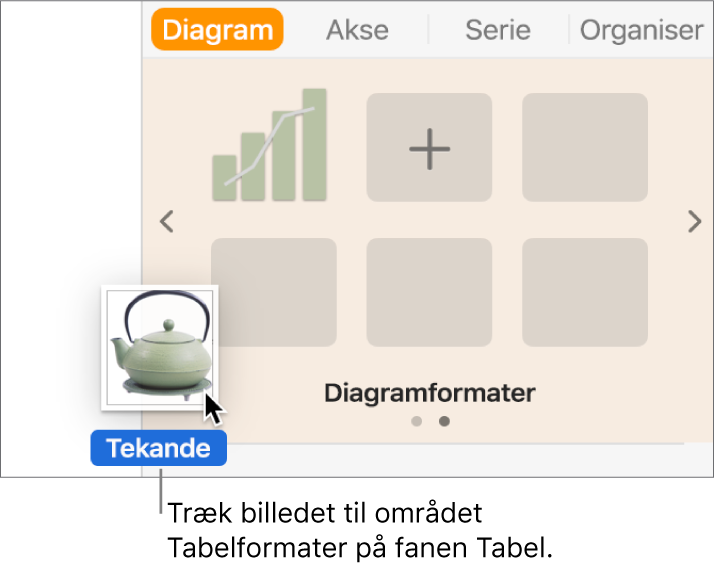 Et billede trækkes til vinduet med tabelformater for at oprette et nyt format.