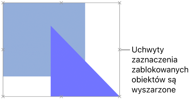 Zablokowane obiekty z wyszarzonymi uchwytami zaznaczenia.