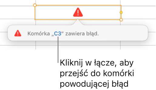 Łącze do komórki z błędem.