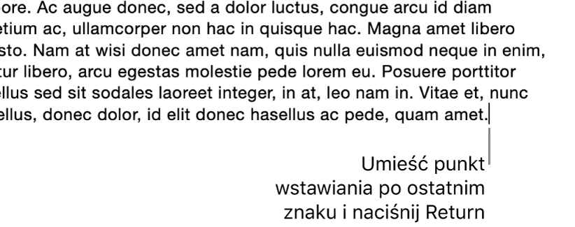 Punkt wstawiania umieszczony po kropce w ostatnim zdaniu akapitu.