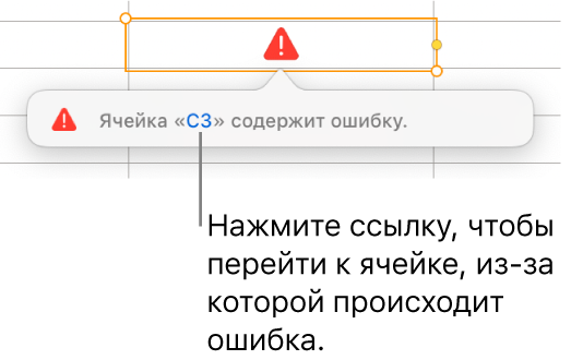 Ссылка на ячейку с ошибкой.