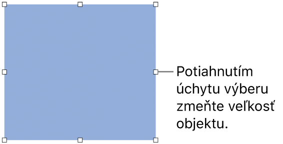 Objekt s bielymi štvorcami po okrajoch slúžiacimi na úpravu veľkosti objektu.