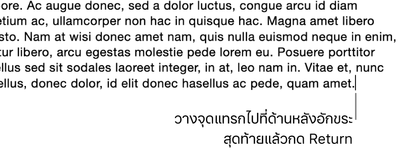 จุดแทรกที่วางต่อจากจุดในประโยคสุดท้ายของย่อหน้า