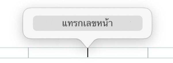 ปุ่มแทรกเลขหน้าด้านล่างหัวกระดาษ