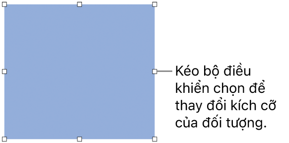 Đối tượng có hình vuông màu trắng trên đường viền để thay đổi kích cỡ của đối tượng.