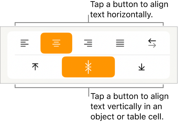 Horizontal and vertical alignment buttons for text.