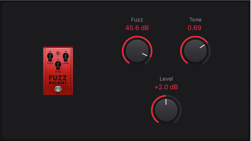 Abbildung. Das Effektpedalfenster „Fuzz Machine“