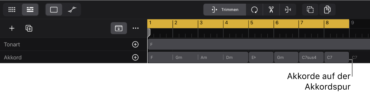 Abbildung. Akkorde auf der Akkordspur.