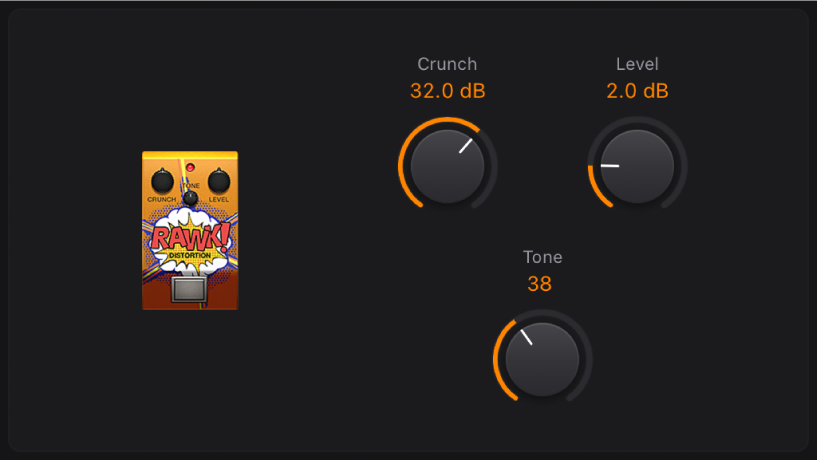 Abbildung. Rawk! Das Effektpedalfenster „Distortion“