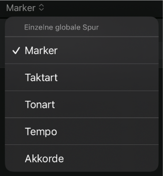Abbildung. Menü zum Auswählen, welche globale Spur angezeigt werden soll.